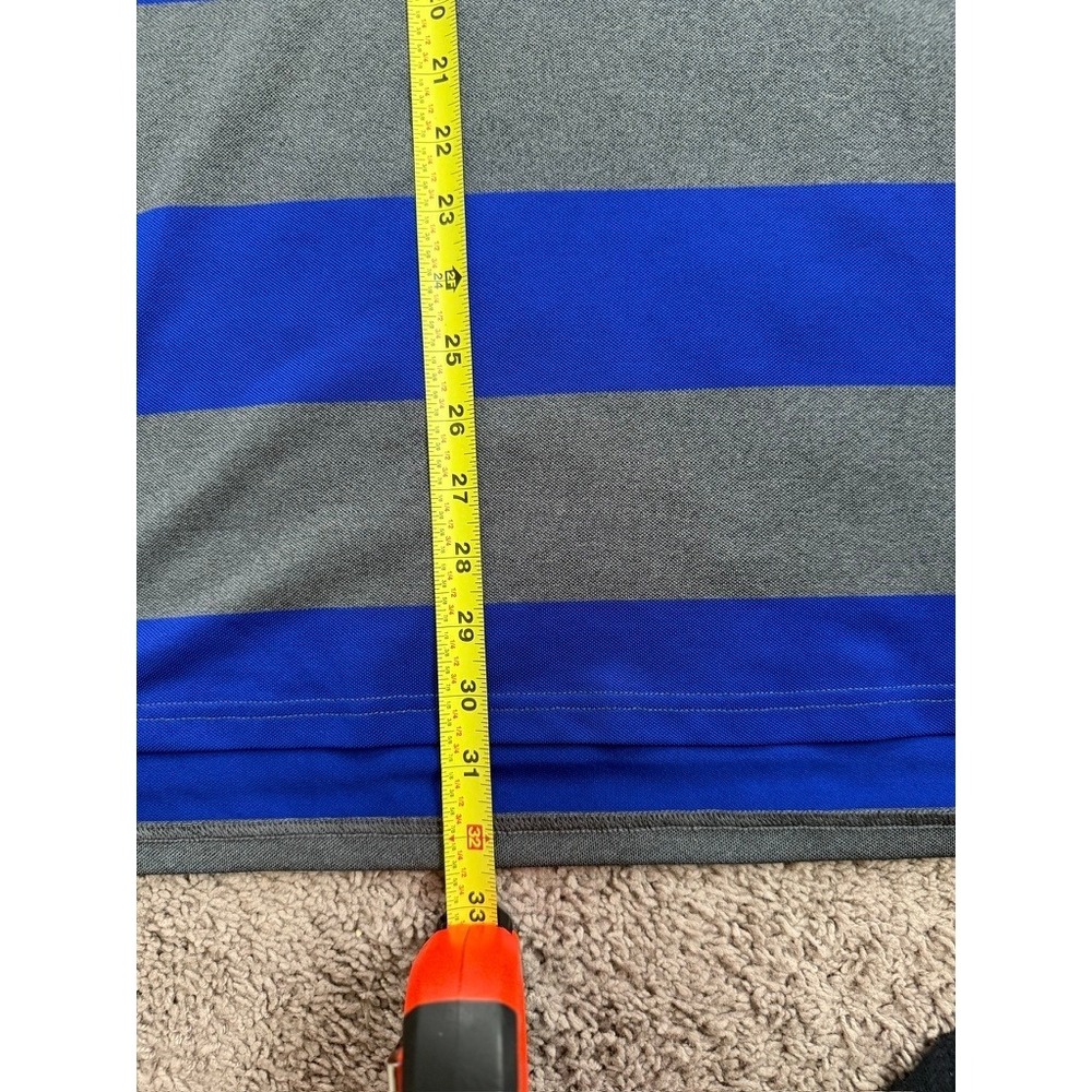 RLX Ralph Lauren Golf Polo Shirt Striped Gray Blue White Mens Size XL Wicking - Picture 6 of 7